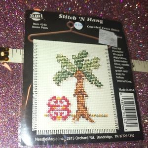 nmi 4243 Asian Palm Tree Cross Stitch Kit nmi Stitch 'N Hang Vintage
